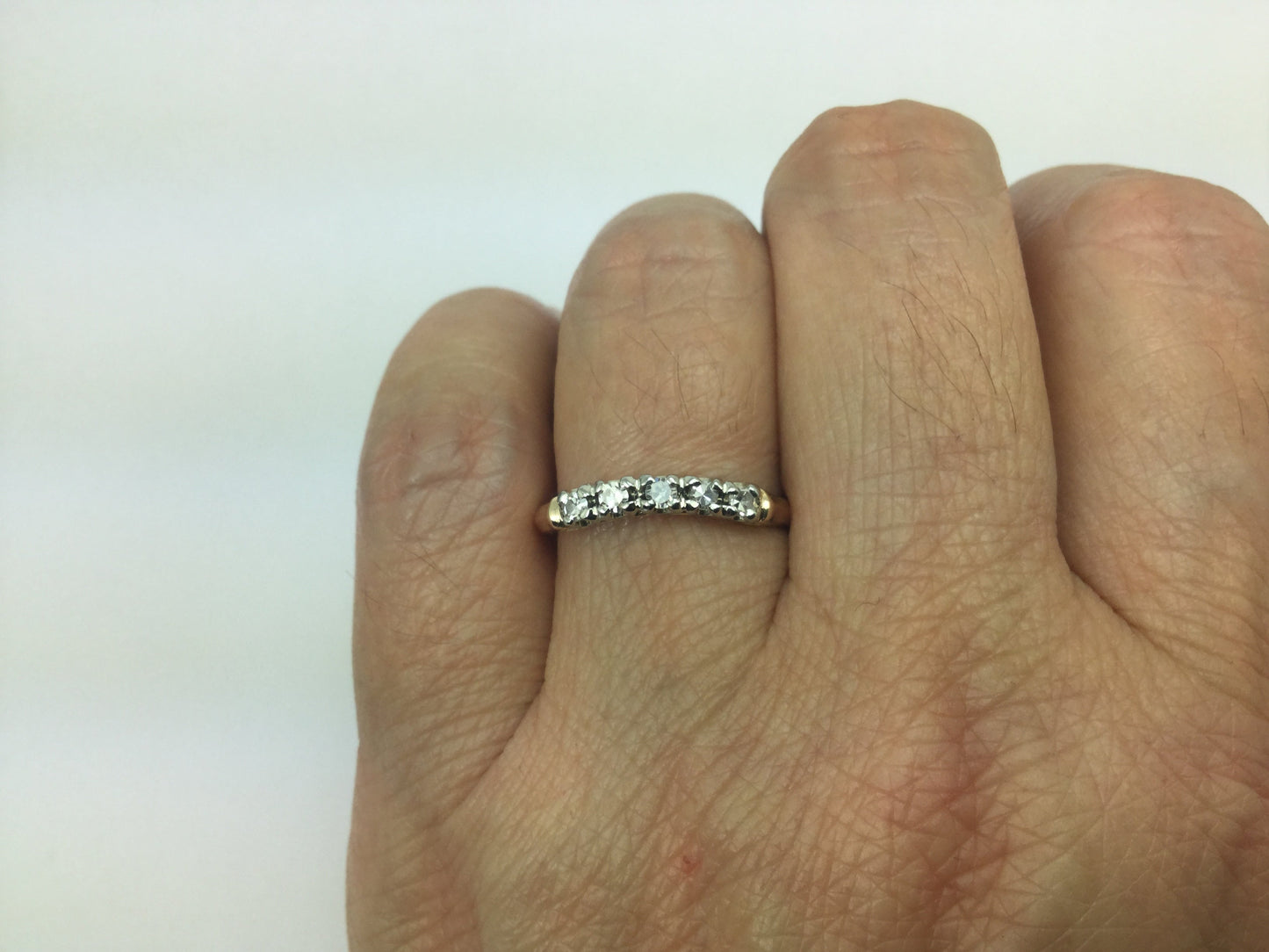 14k Yellow & White Gold Brilliant Cut 15pt Row Set Diamond Ring