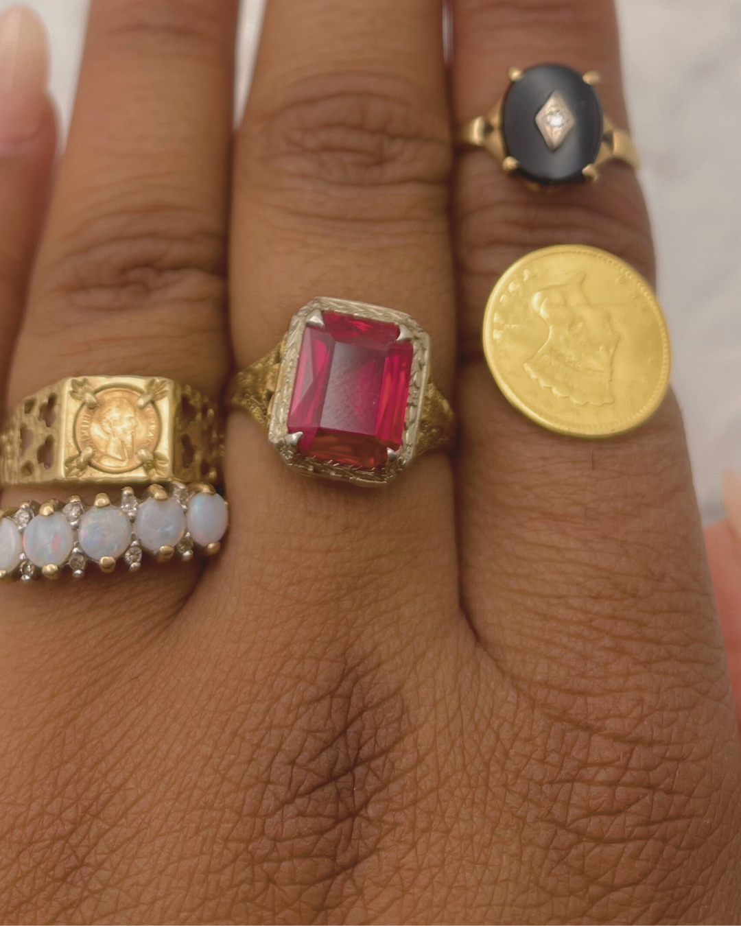 Birks 10k Black Onyx & Diamond Ring