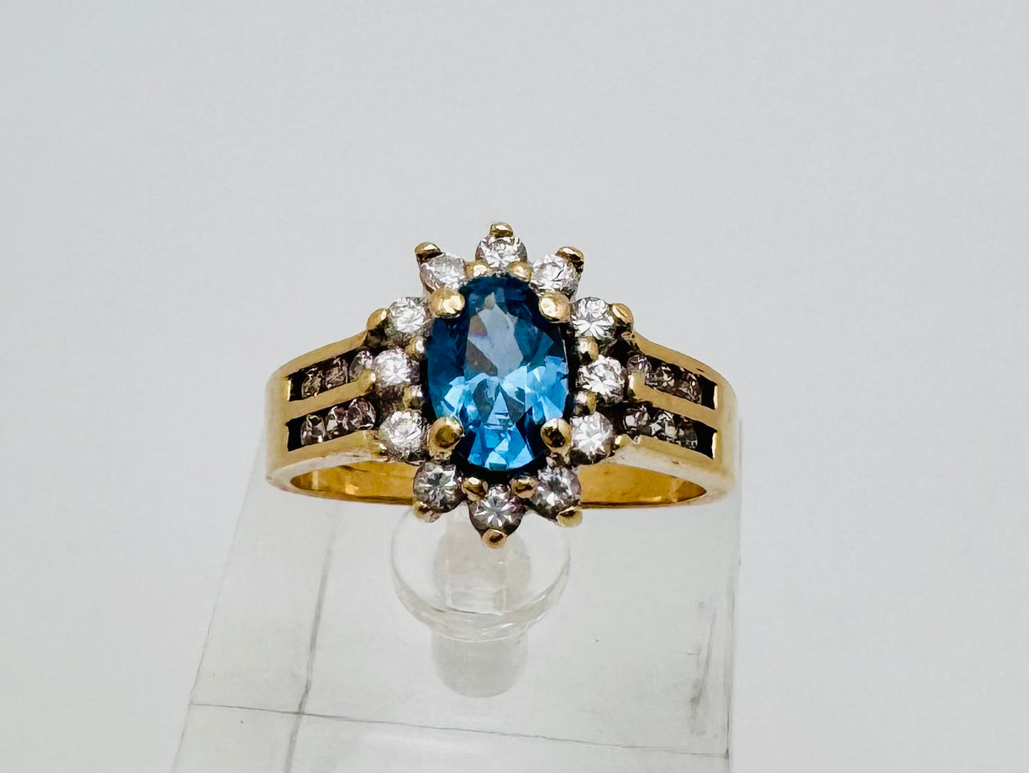 10k Yellow Gold Oval Cut Garnet / Amethyst / Blue Topaz Birthstone & CZ Ring