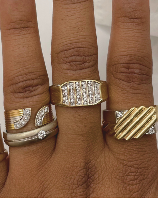 10k Gold CZ Illusion Grid Ring