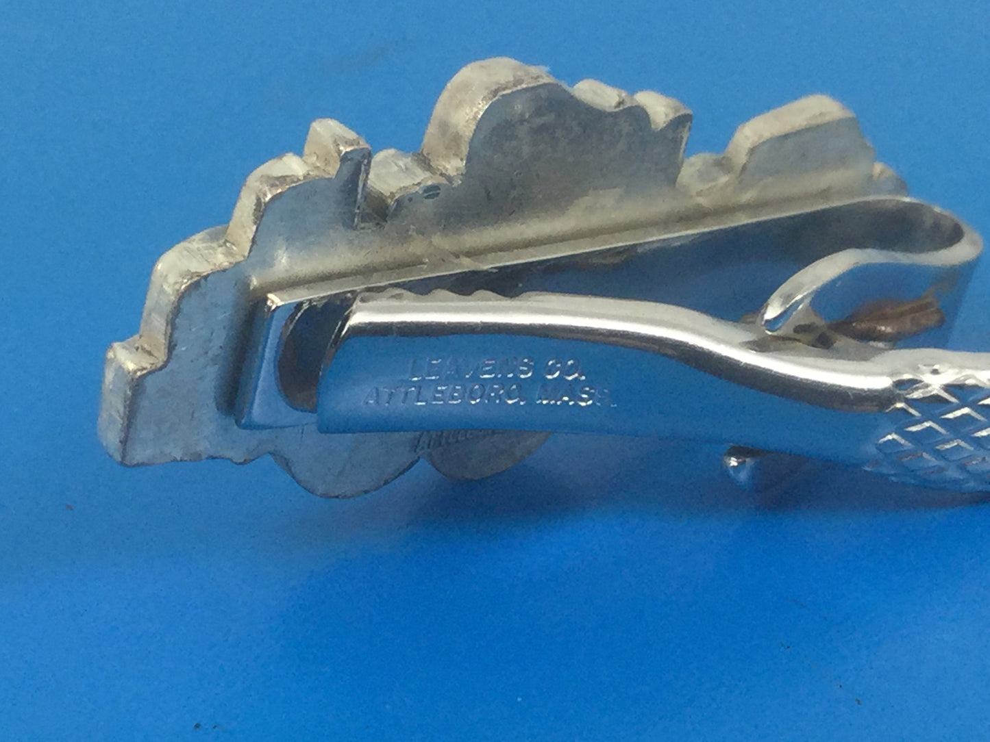 Vintage Silver Plated Caterpillar Tie Clasp Leavens Co MFG.