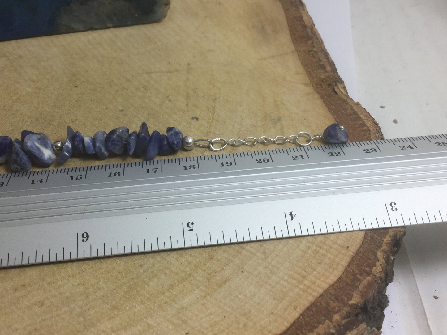 Adjustable Sterling Silver Genuine Gemstone Bracelet with Sodalite ( The Harmonizer )