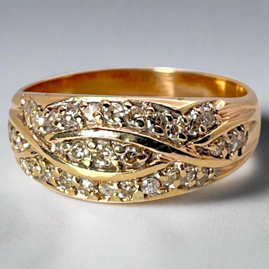 14k Yellow Gold 0.50ct Diamond Cluster Ring