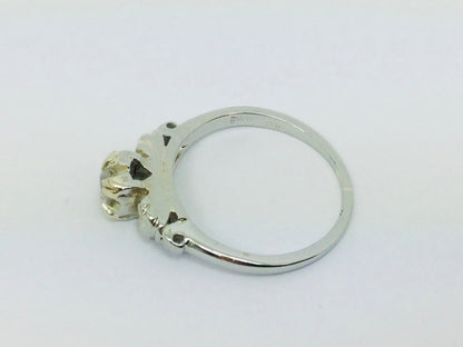 18k White Gold Round Cut 17pt Diamond Vintage Ring