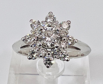 14k White Gold 1ct Diamond Cluster Ring