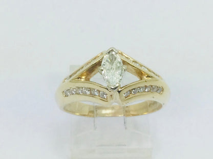 14k Yellow Gold Marquise Cut 0.86ct Diamond Ring