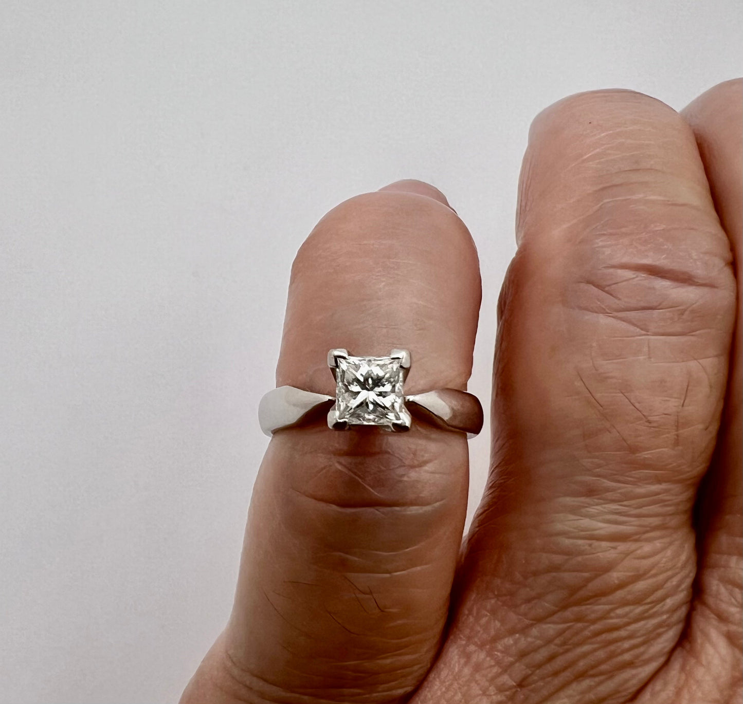 14k White Gold Princess Cut 50pt Diamond Solitaire Ring