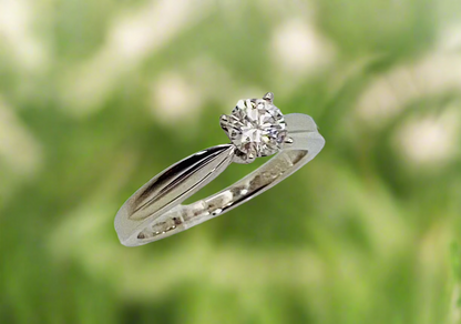 18k White Gold Round Cut 52pt Diamond Solitaire Ring