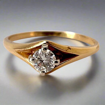 Lady's 14k Yellow and White Gold 0.32ct Diamond Solitaire Ring