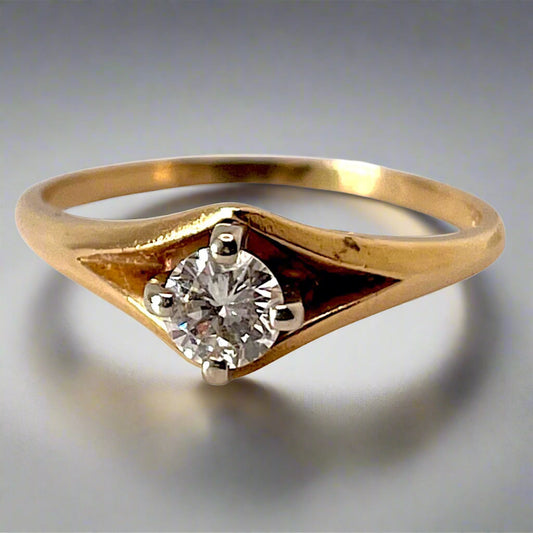 Lady's 14k Yellow and White Gold 0.32ct Diamond Solitaire Ring