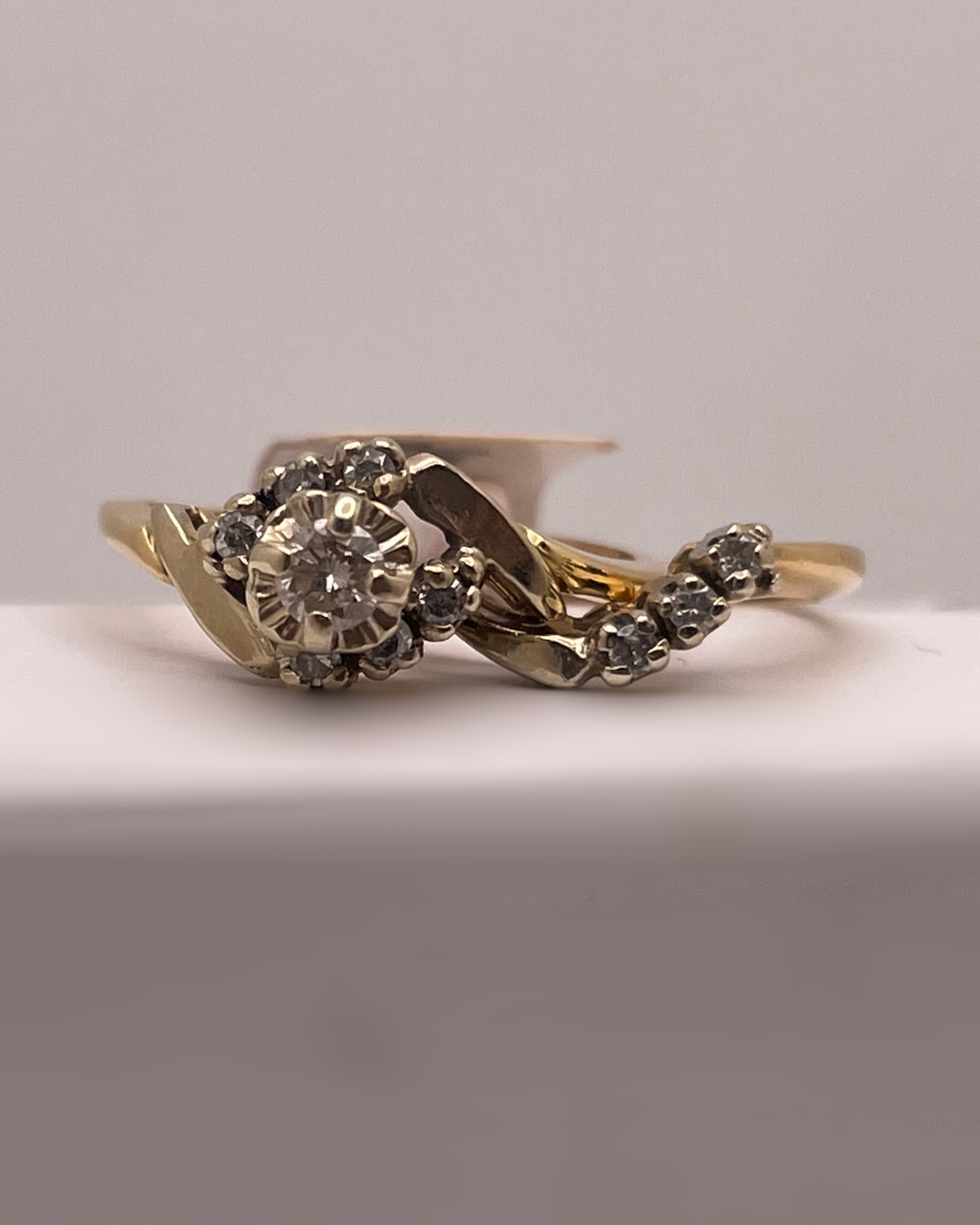 Lady's 14k Yellow & White Gold 0.28ct Diamond Engagement Ring Set