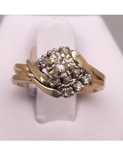 Lady's 14k Yellow & White Gold 0.28ct Diamond Engagement Ring Set