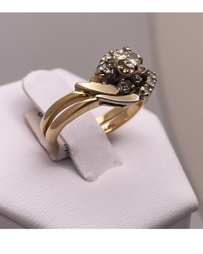 Lady's 14k Yellow & White Gold 0.28ct Diamond Engagement Ring Set