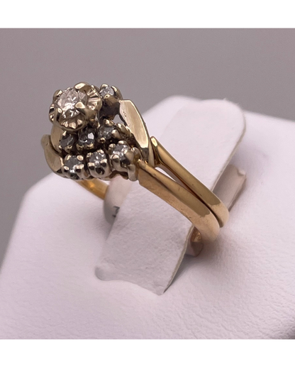 Lady's 14k Yellow & White Gold 0.28ct Diamond Engagement Ring Set