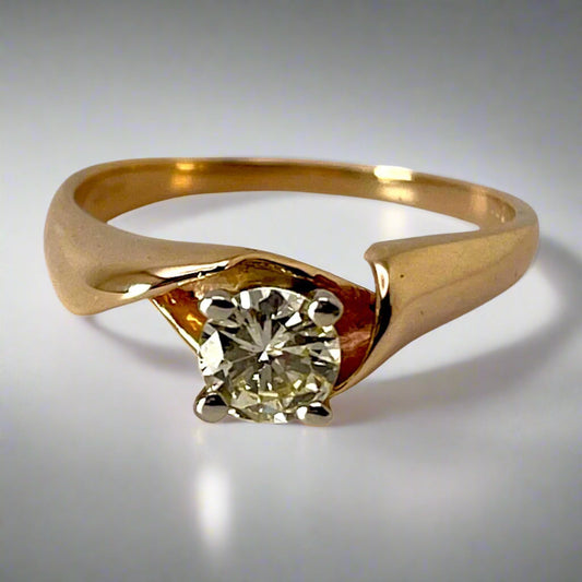 Lady's 14k Yellow & White Gold 0.38ct Diamond  Solitaire Ring