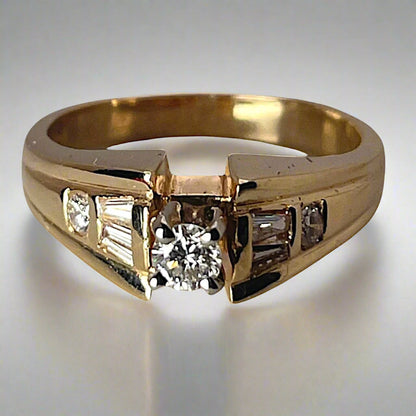 14k Yellow & White Gold 0.45ct Diamond Engagement / Anniversary / Promise Ring