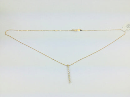 18k Yellow Gold Round Cut 0.15ct Diamond Row Set Necklace