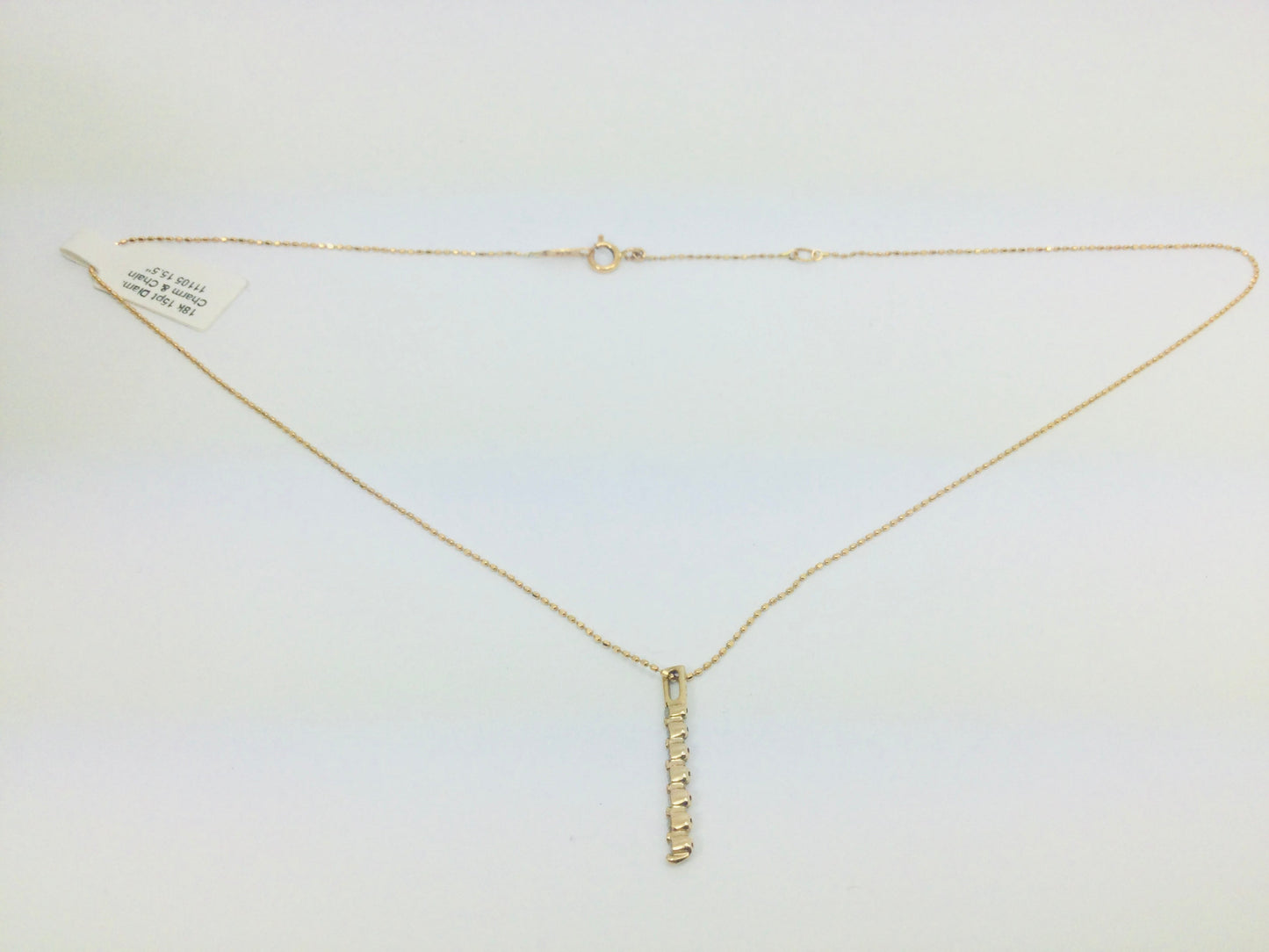 18k Yellow Gold Round Cut 0.15ct Diamond Row Set Necklace