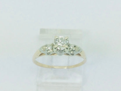 14k Yellow Gold Round Cut 33pt Diamond Vintage Ring