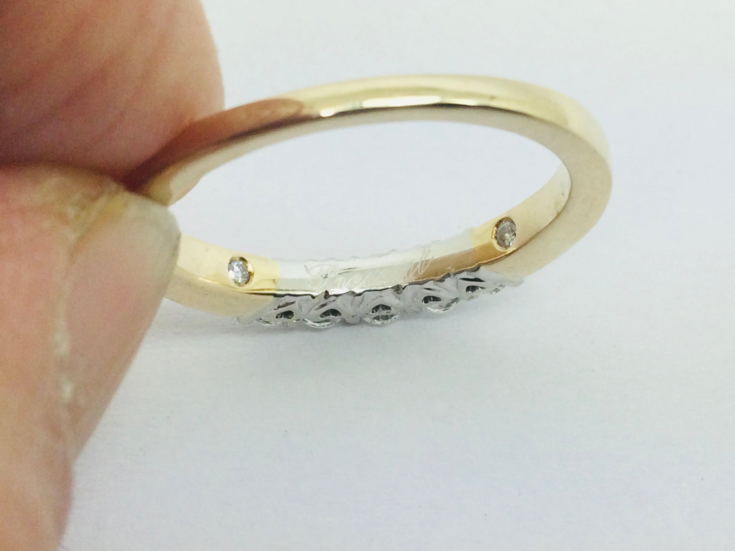 14k Yellow Gold Round Cut 50pt Diamond Row Set Past, Present, Future Ring