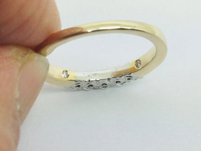 14k Yellow Gold Round Cut 50pt Diamond Row Set Past, Present, Future Ring