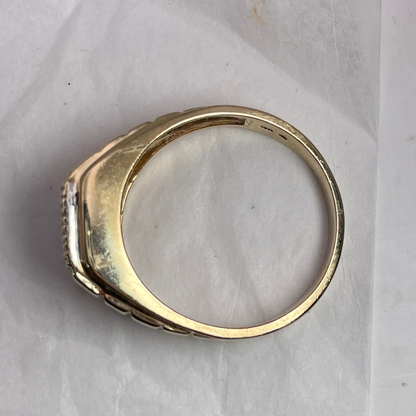 10K Yellow Gold Pave 0.15ct Diamond Grid Ring