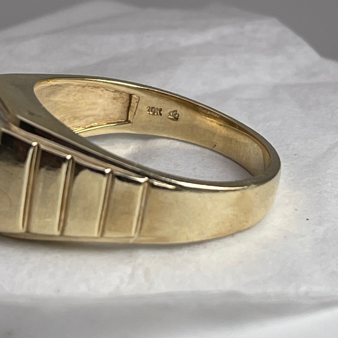10K Yellow Gold Pave 0.15ct Diamond Grid Ring