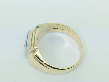 10k Yellow and White Gold Round Cut 25pt Diamond Solitaire Ring