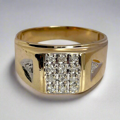 10K Yellow and White Gold 0.25ct Diamond Pave Ring