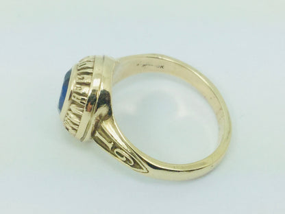 10k Yellow Gold Oval Cut 70.75ct Sapphire September Birthstone School Ring