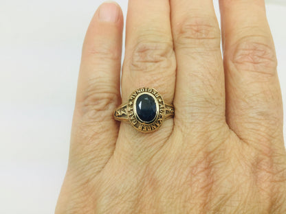 10k Yellow Gold Oval Cut 70.75ct Sapphire September Birthstone School Ring