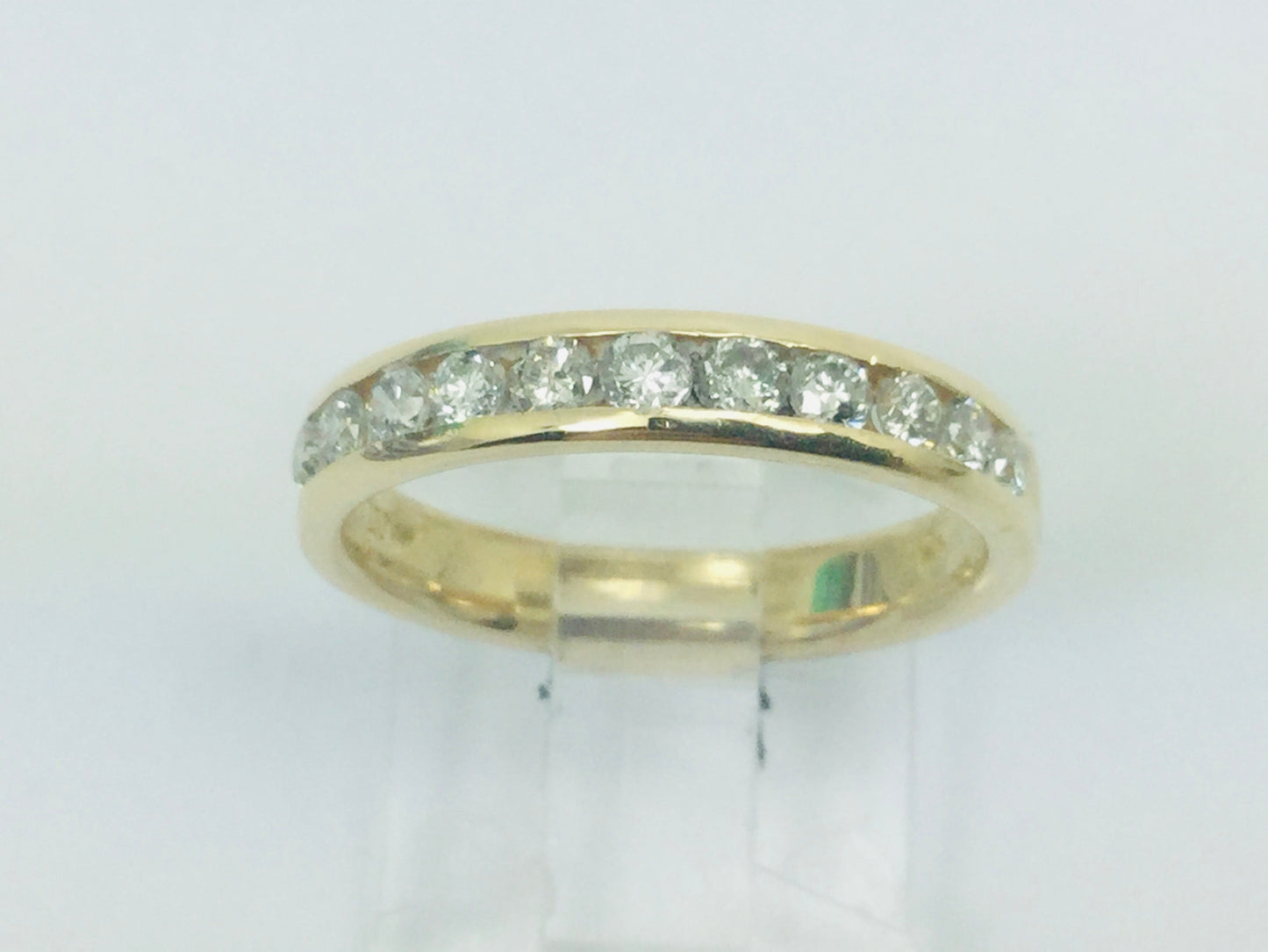 14k Yellow Gold Round Cut 44pt Channel Set Diamond  Band Ring