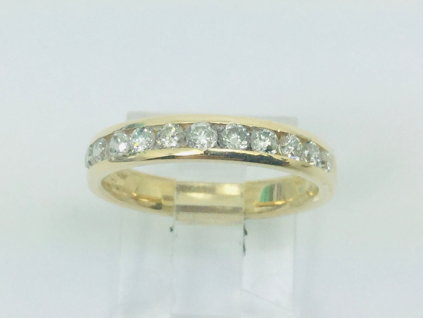 14k Yellow Gold Round Cut 44pt Channel Set Diamond  Band Ring