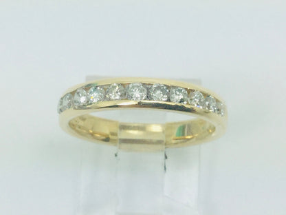 14k Yellow Gold Round Cut 44pt Channel Set Diamond  Band Ring