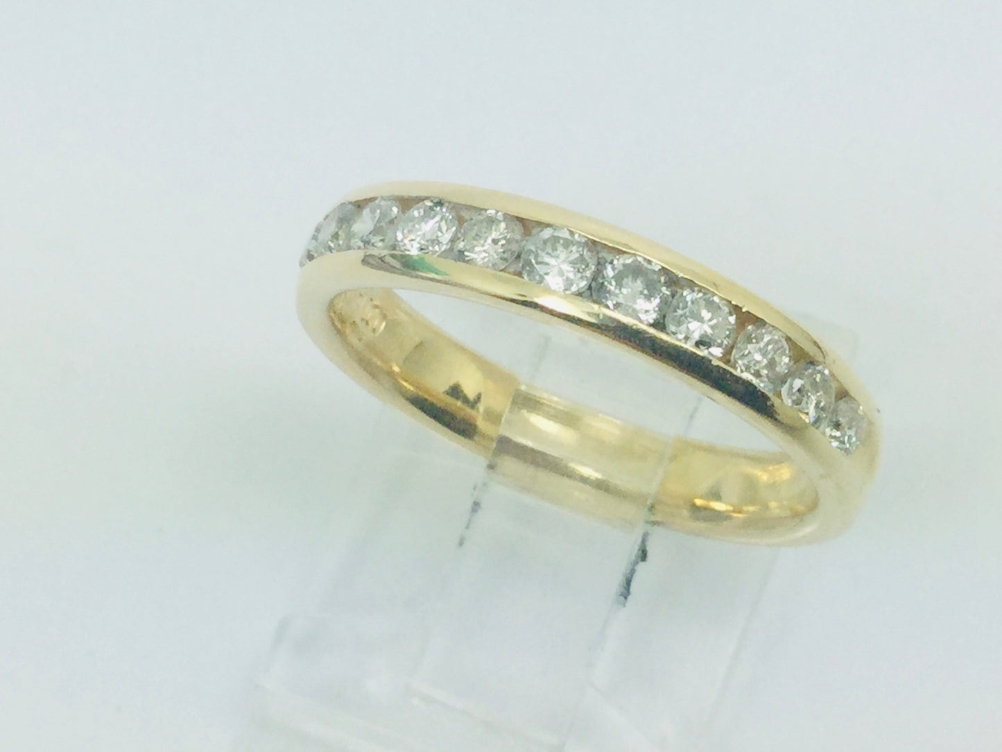 14k Yellow Gold Round Cut 44pt Channel Set Diamond  Band Ring