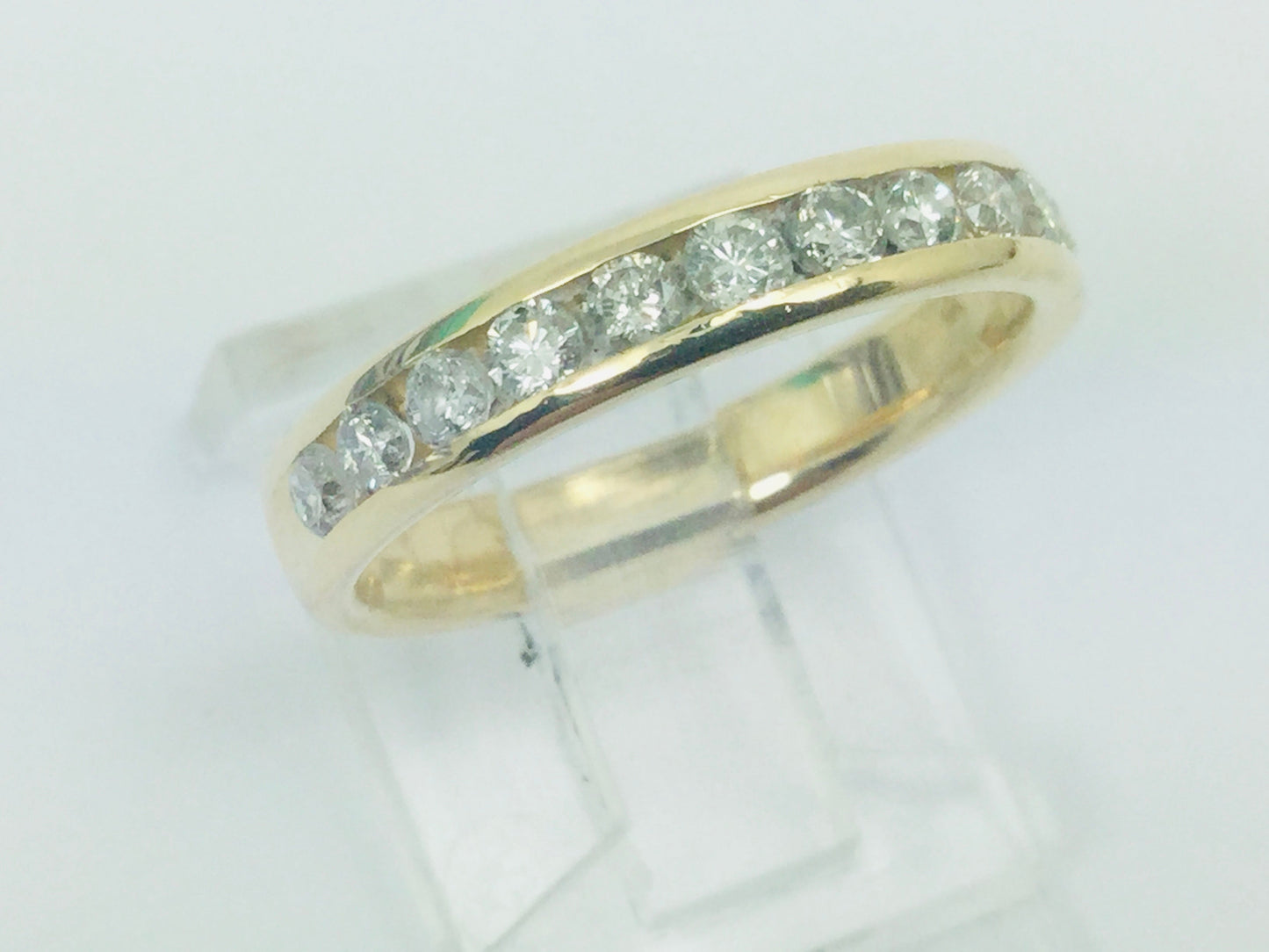 14k Yellow Gold Round Cut 44pt Channel Set Diamond  Band Ring