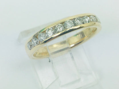 14k Yellow Gold Round Cut 44pt Channel Set Diamond  Band Ring