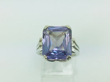 14k Yellow Gold Emerald Cut Rainbow Topaz Cocktail Ring