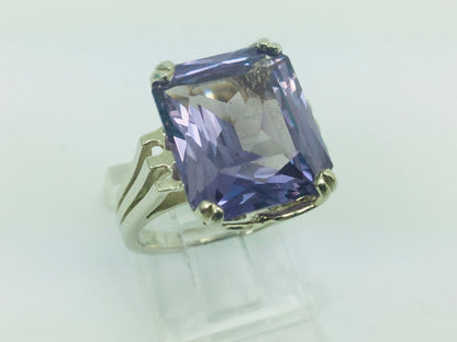 14k Yellow Gold Emerald Cut Rainbow Topaz Cocktail Ring