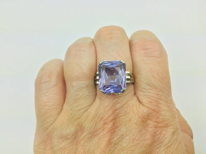 14k Yellow Gold Emerald Cut Rainbow Topaz Cocktail Ring
