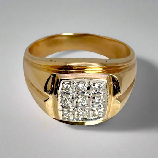 10k Yellow Gold 0.18ct Diamond Pave Band Ring