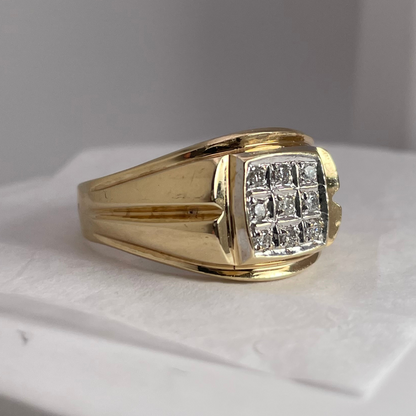 10k Yellow Gold 0.18ct Diamond Pave Band Ring