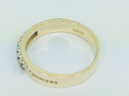14k Yellow Gold Round Cut 0.20ct Sapphire September Birthstone Row Set Rogers Ring