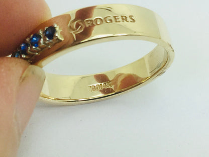 14k Yellow Gold Round Cut 0.20ct Sapphire September Birthstone Row Set Rogers Ring