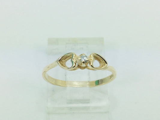 10k Yellow Gold Brilliant Cut 2pt Solitaire Diamond Heart Ring