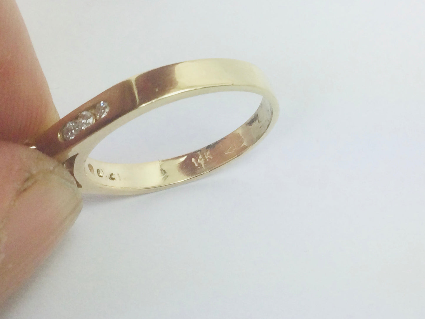 14k Yellow Gold Round Cut 29pt Diamond with Channel Set Accent Ring
