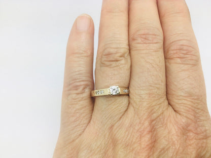 14k Yellow Gold Round Cut 29pt Diamond with Channel Set Accent Ring
