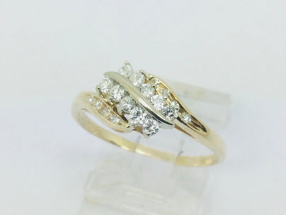 14k Yellow Gold 32pt Round Cut Diamond Row Set Ring
