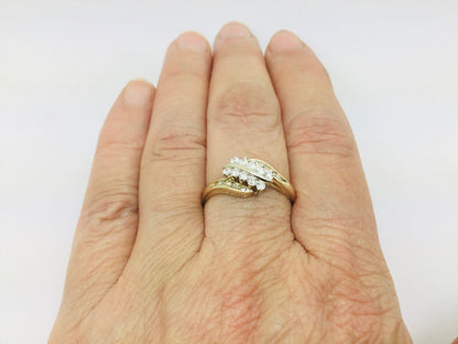 14k Yellow Gold 32pt Round Cut Diamond Row Set Ring