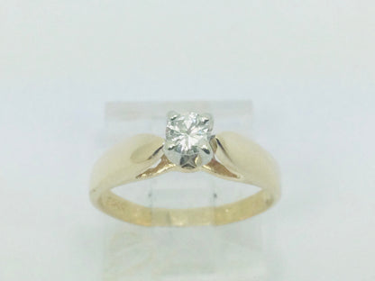 14k Yellow Gold Round Cut 15pt Diamond Solitaire Ring